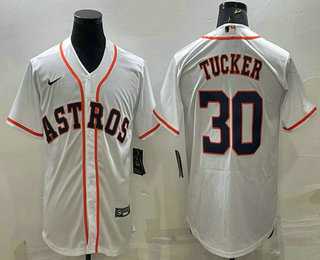 Mens Houston Astros #30 Kyle Tucker White Stitched MLB Cool Base Nike Jersey